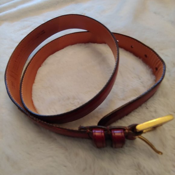 Coach leather belt with brass buckle size 34 burgandy - Picture 4 of 15